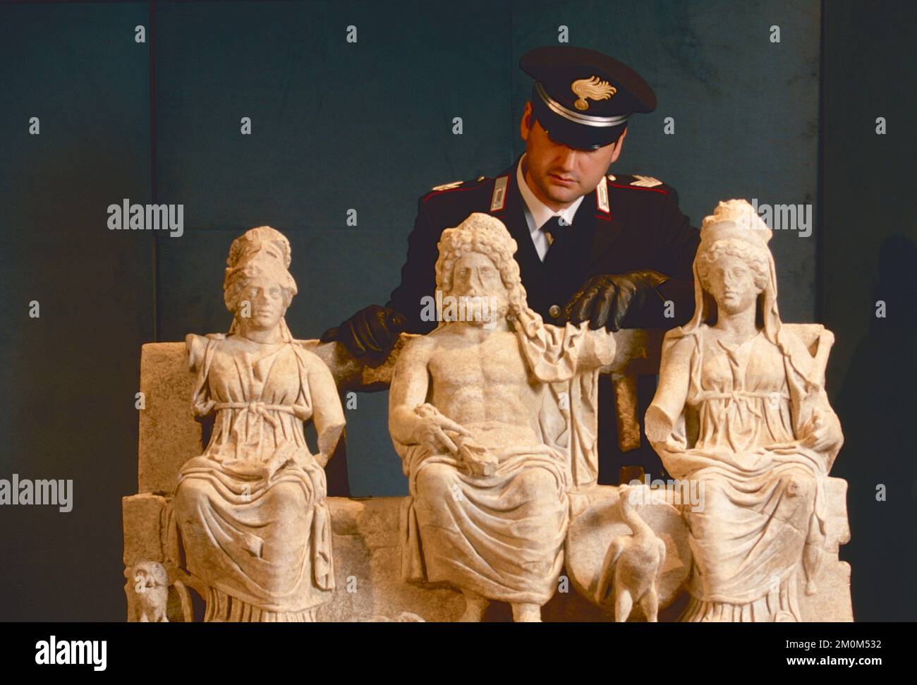 Statue called The Capitoline Triad, recovered by Carabinieri, Rome