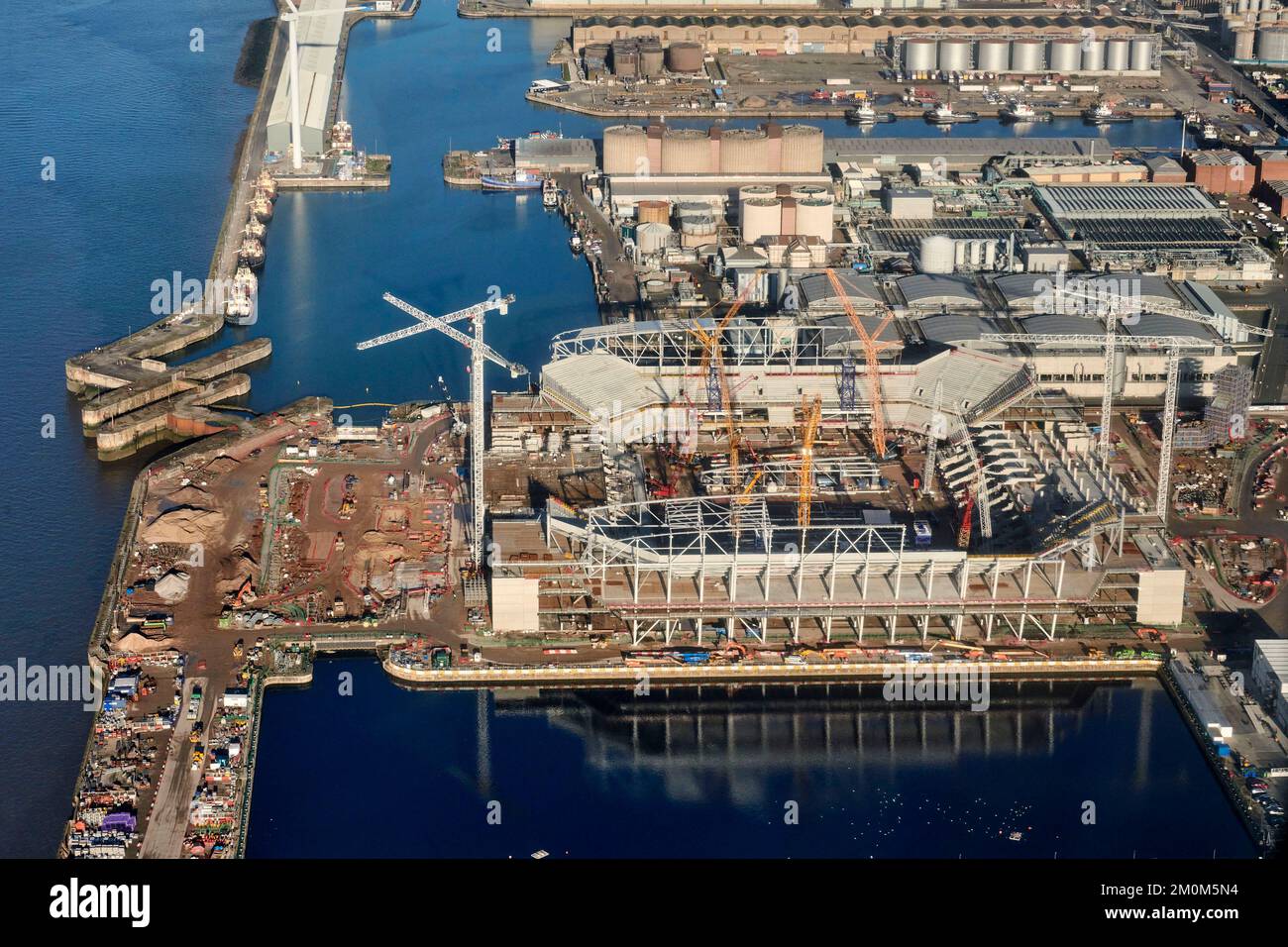 The new Everton FC Football Stadium at Bramley-Moore Dock, under construction. Liverpool,Merseyside, North West England, UK Stock Photo