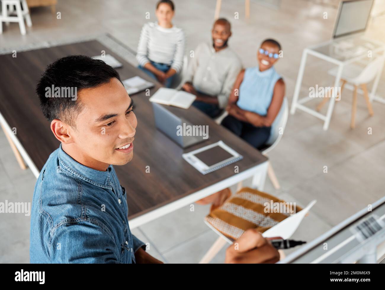 Group of diverse businesspeople having a meeting in an office at work ...