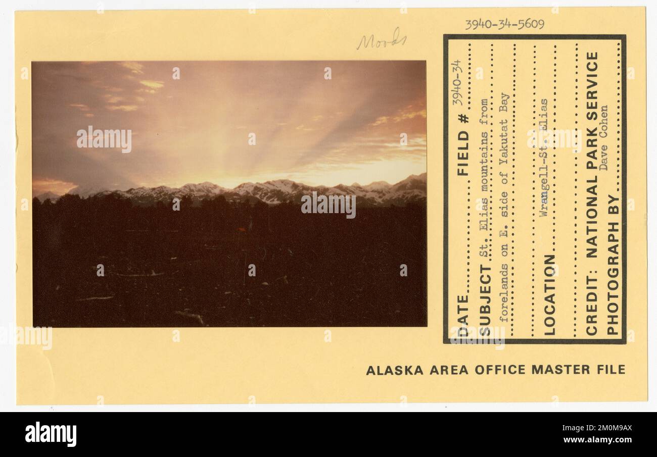 Saint Elias Mountains from forelands on E side of Yakutat Bay. Alaska