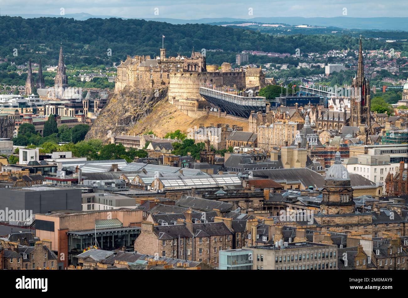 Cityscape of the Capital city of Scotland,with famous landmarks such as