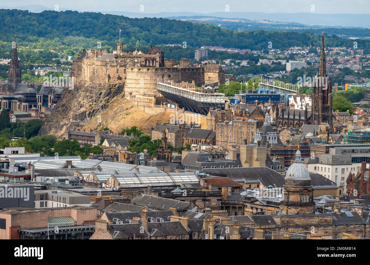 Cityscape of the Capital city of Scotland,with famous landmarks such as