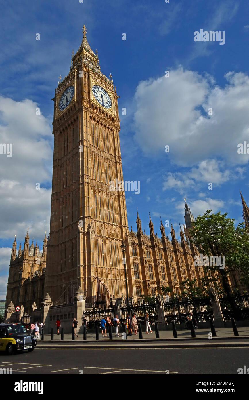 Big Ben clock and houses of parliament, square, British seat of government, Westminster, London, England, UK, SW1A 0AA Stock Photo
