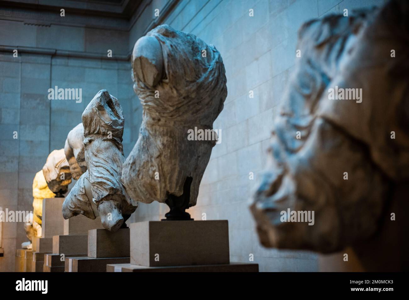 Details of the Elgin Marbles on display at the British Museum in London