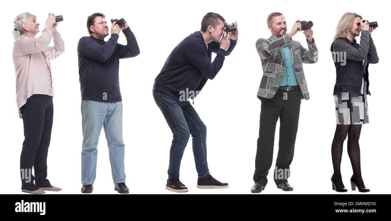 collage of group of photographers in profile isolated Stock Photo Alamy