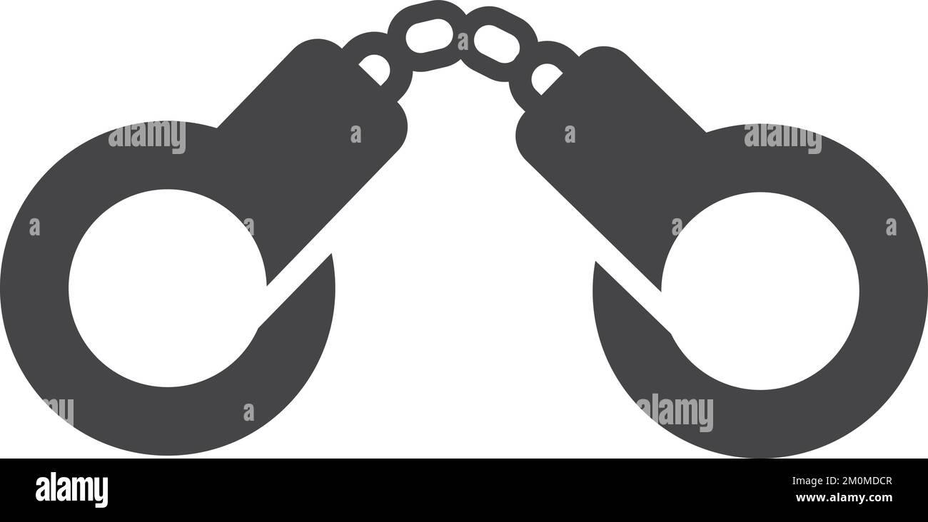 Handcuffs black icon. Arrest symbol. Criminal sign Stock Vector