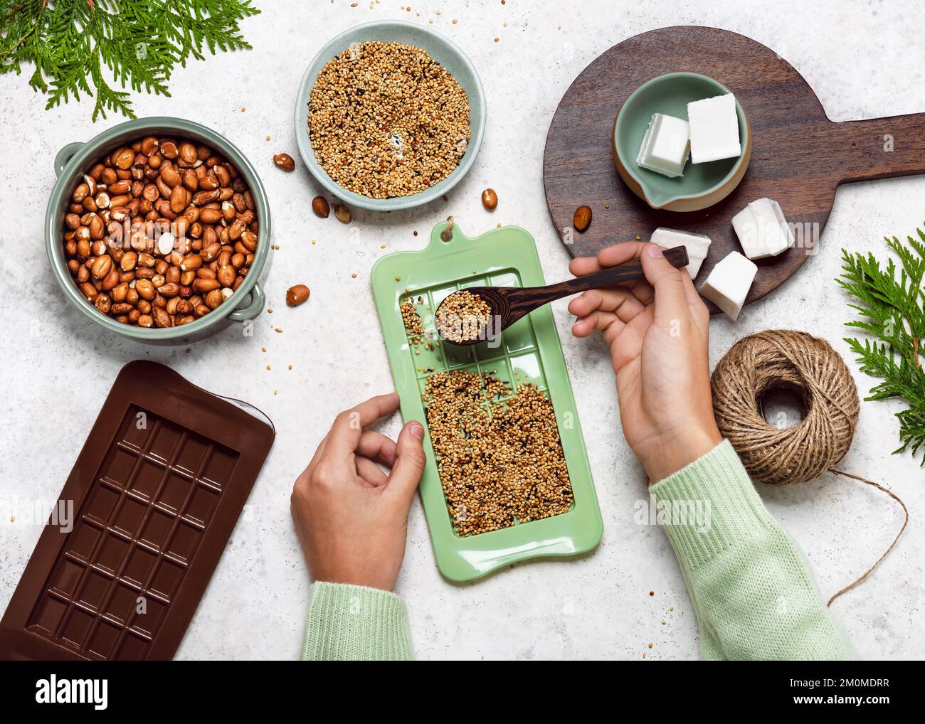 Step by step recipe of easy homemade bird feeder in chocolate bar form