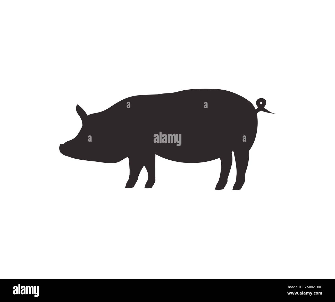 Vector pig silhouette. Pig silhouette eating, feeding pig logo design. Pig Silhouette Farm Animal vector design and illustration. Stock Vector