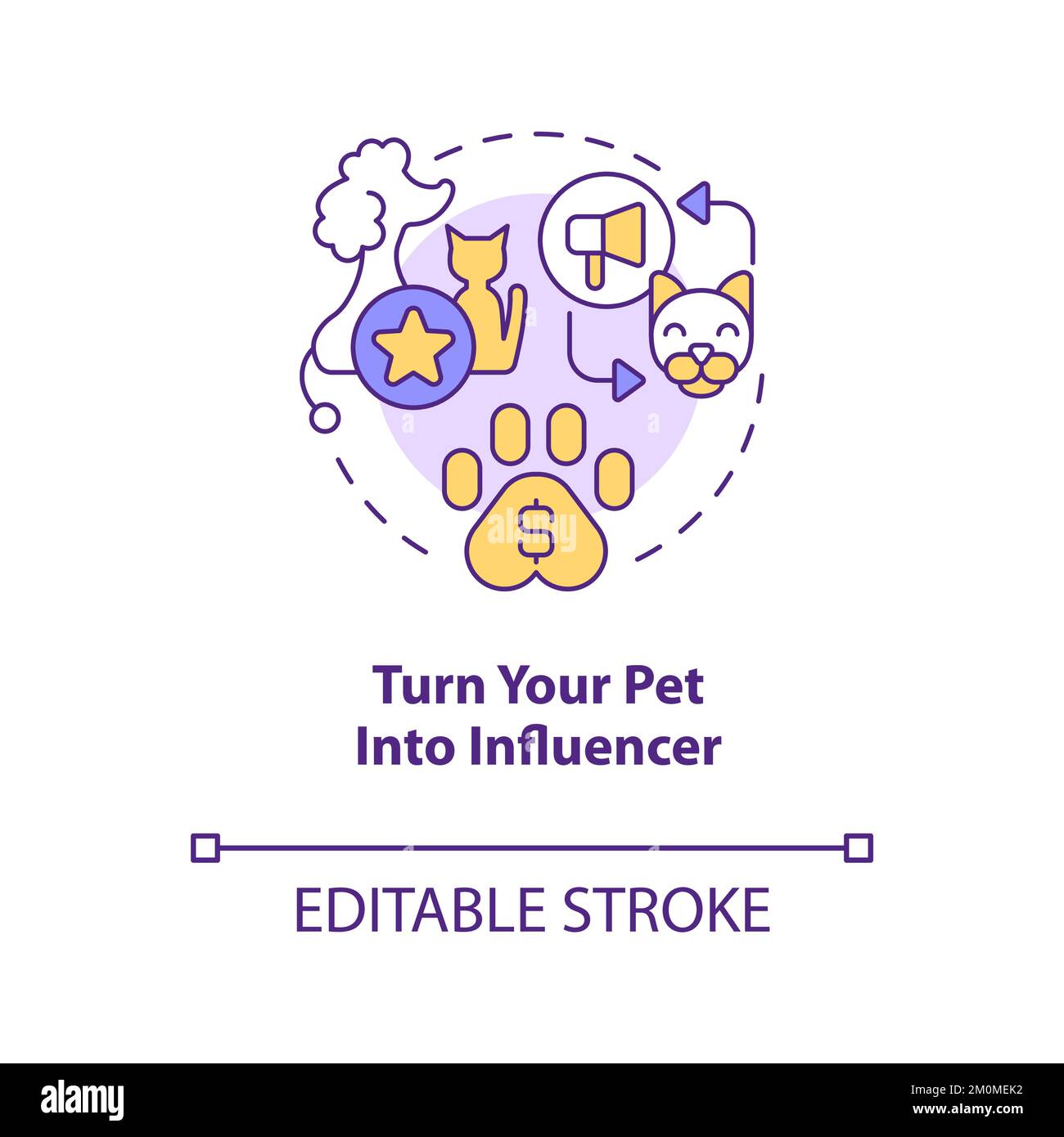 Turning pet into influencer concept icon Stock Vector