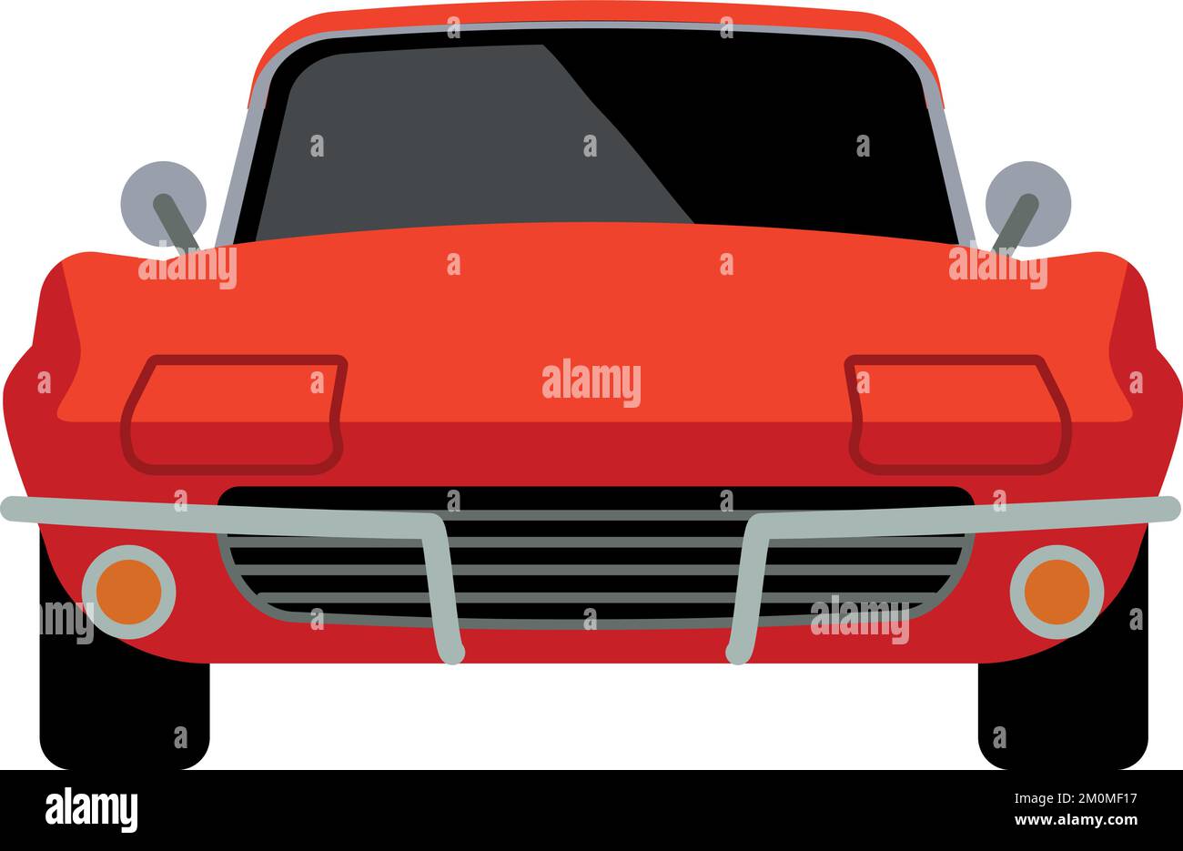 Red cabriolet front view. Luxury car icon Stock Vector