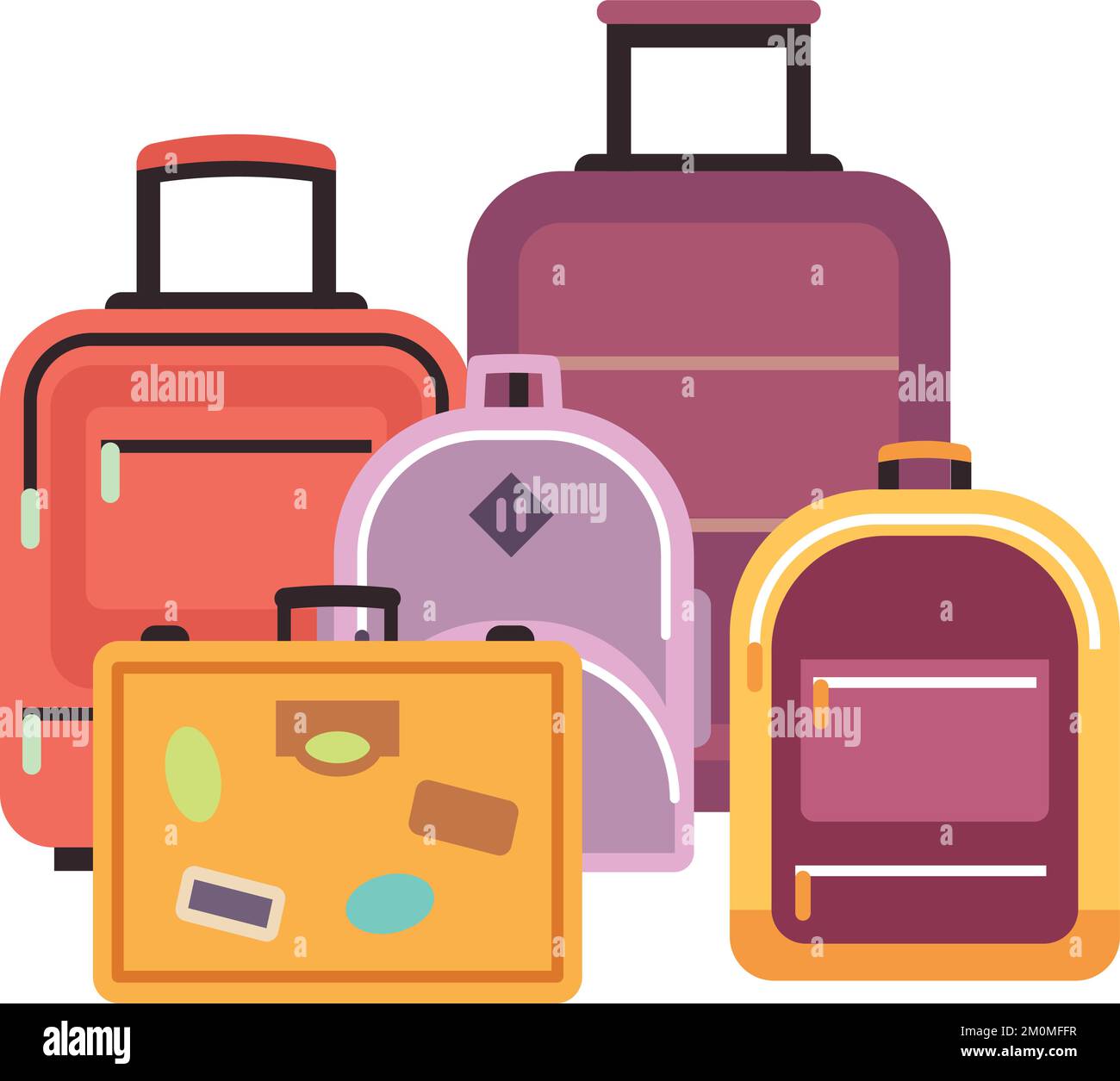 Travel bags pile. Luggage icon. Cartoon baggage Stock Vector