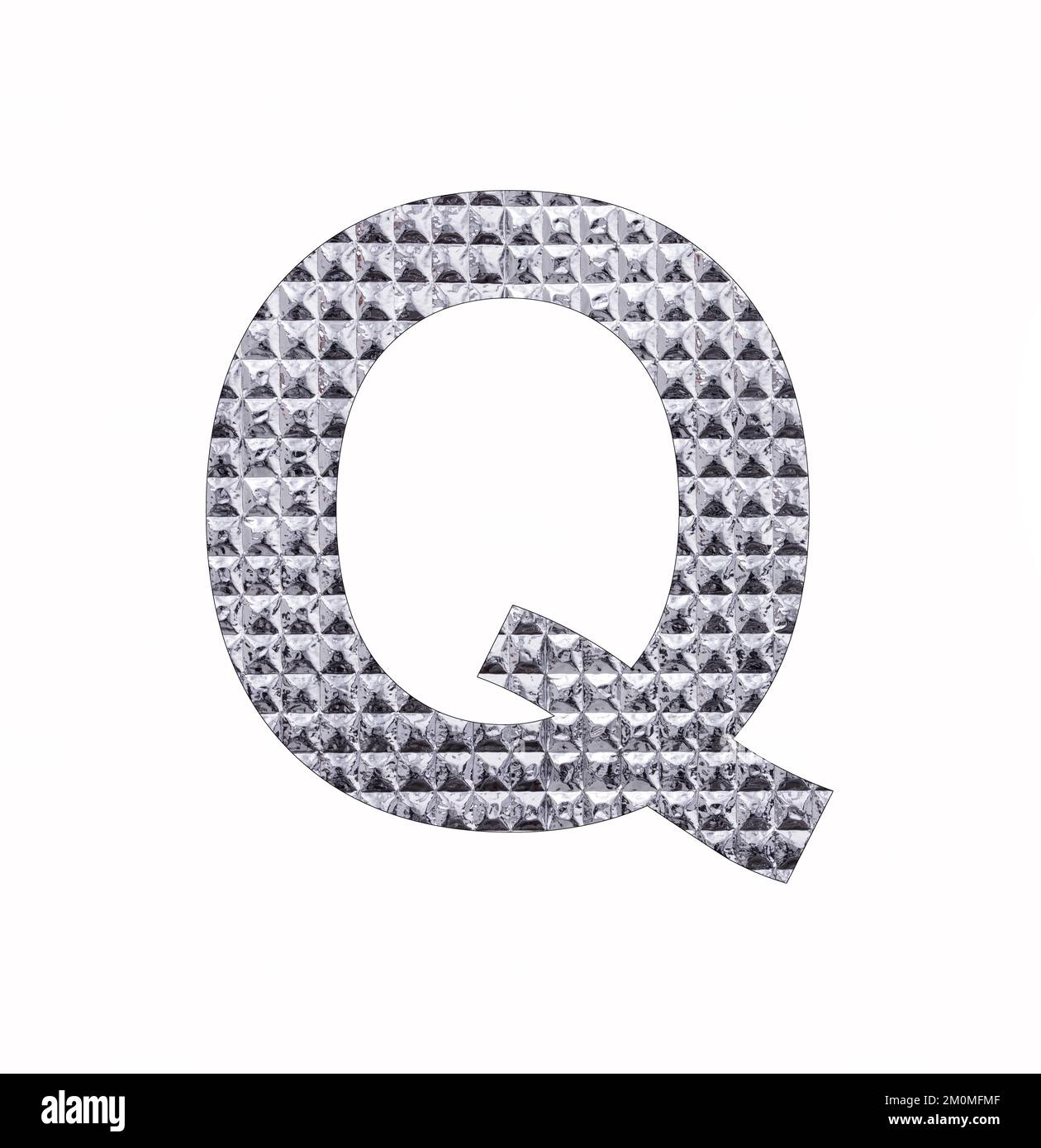 Alphabet Letter Q Uppercase - Textured Shiny Silver Foil Stock Photo