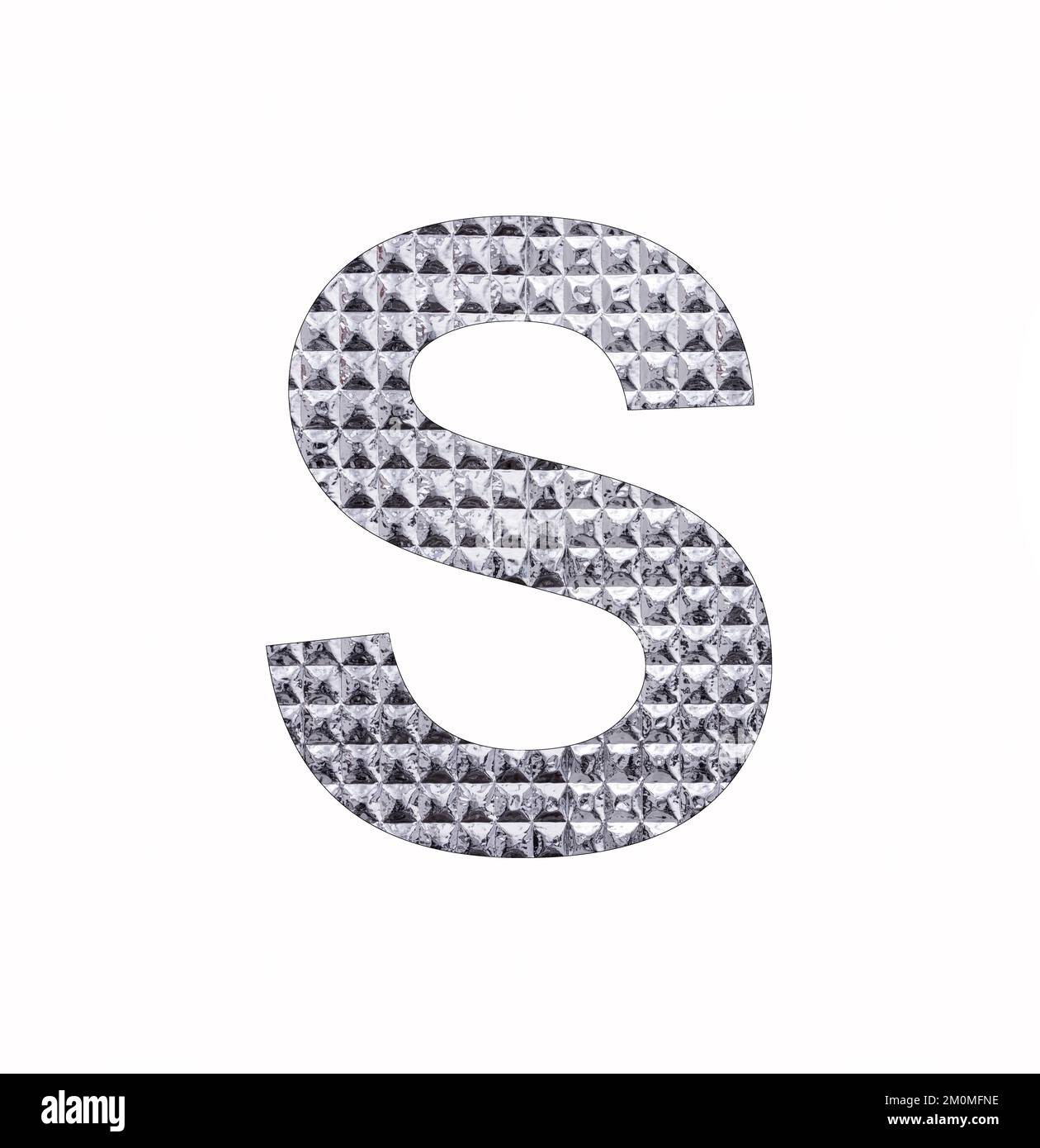 Alphabet Letter S Uppercase - Textured Shiny Silver Foil Stock Photo