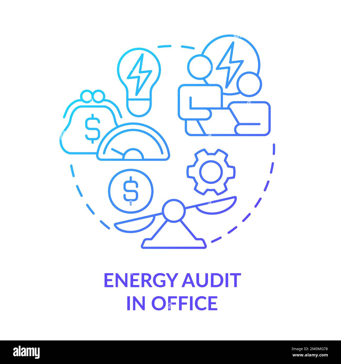 Energy audit in office blue gradient concept icon Stock Vector Image ...