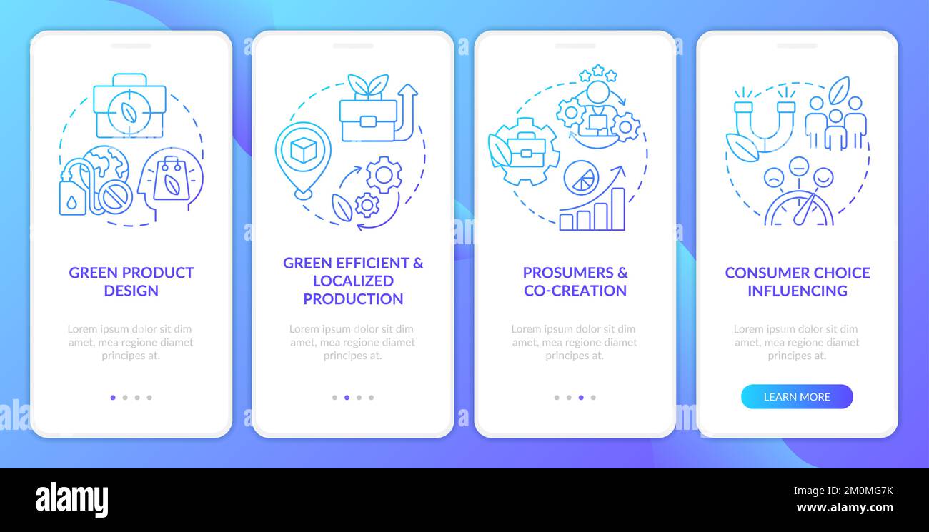 Sustainable company models blue gradient onboarding mobile app screen ...