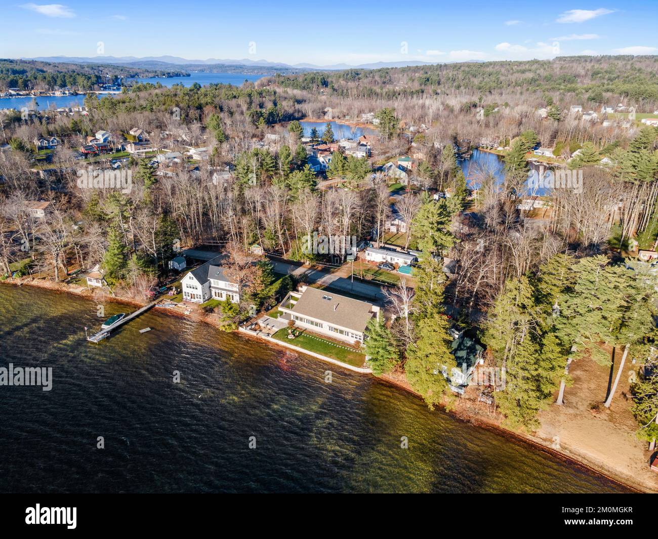 An aerial view of New Hampshire surrounded by buildings and water Stock ...