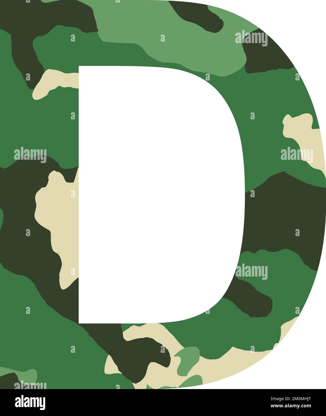 English alphabet letter D, khaki style isolated on white background ...