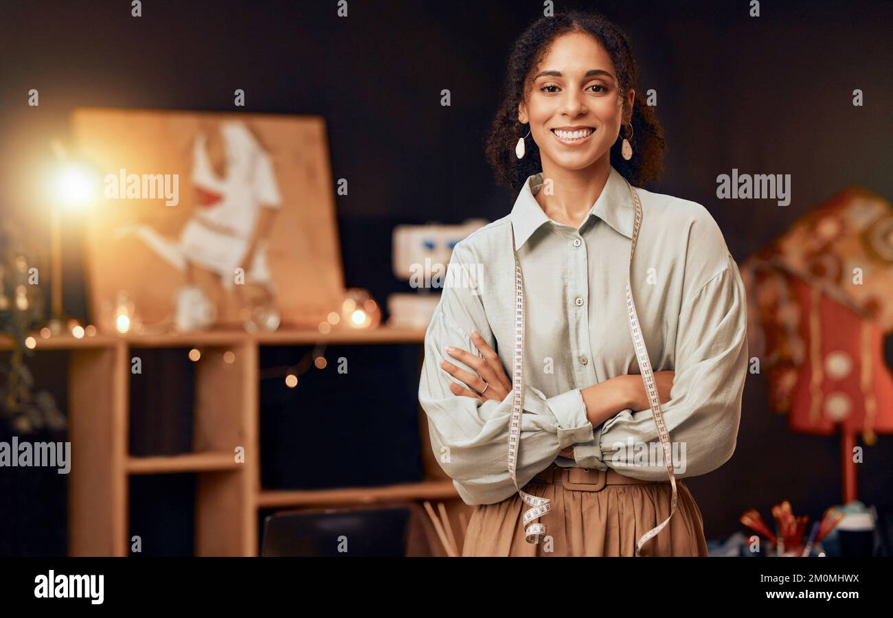 Fashion, designer and black woman at night for small business startup