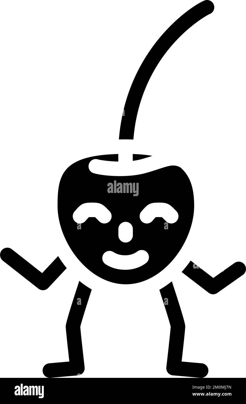 cherry berry character glyph icon vector illustration Stock Vector ...
