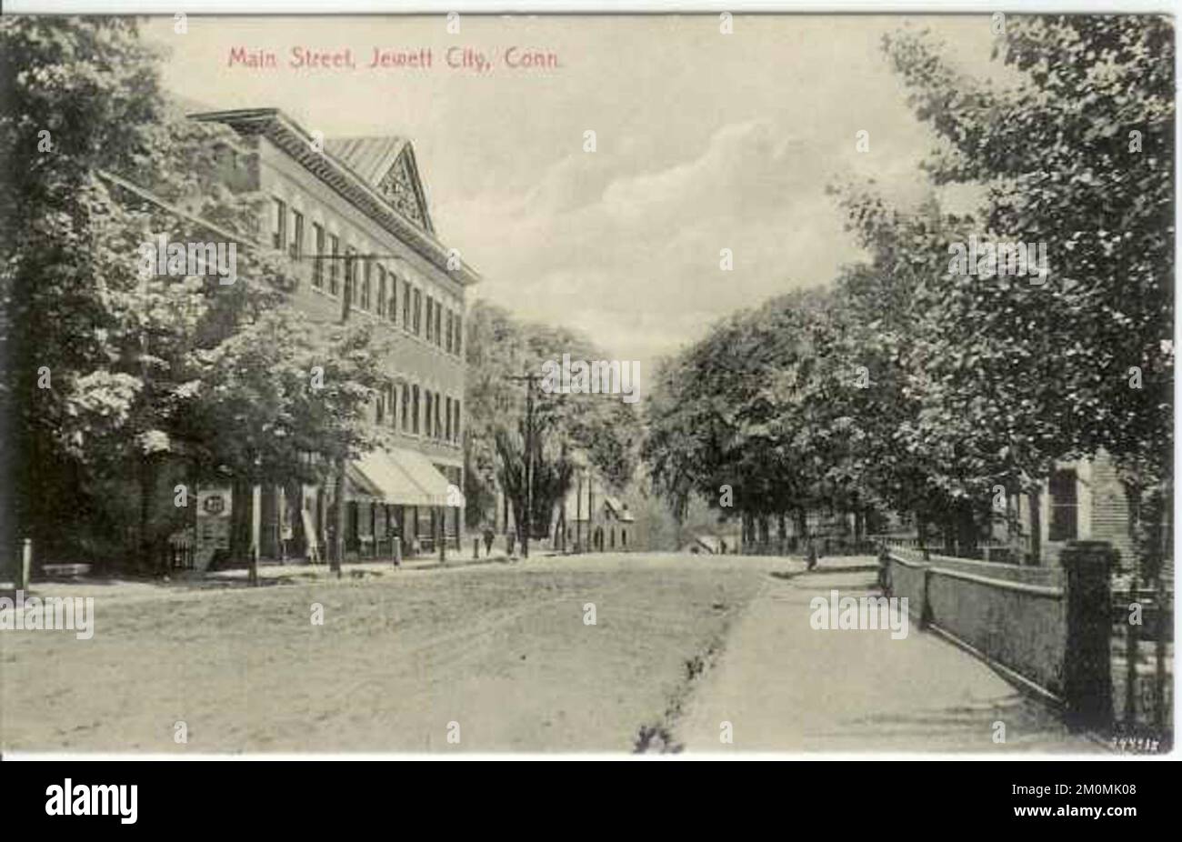 Postcard: Main Street, Jewett City, Connecticut, postmarked 1907 Stock Photo