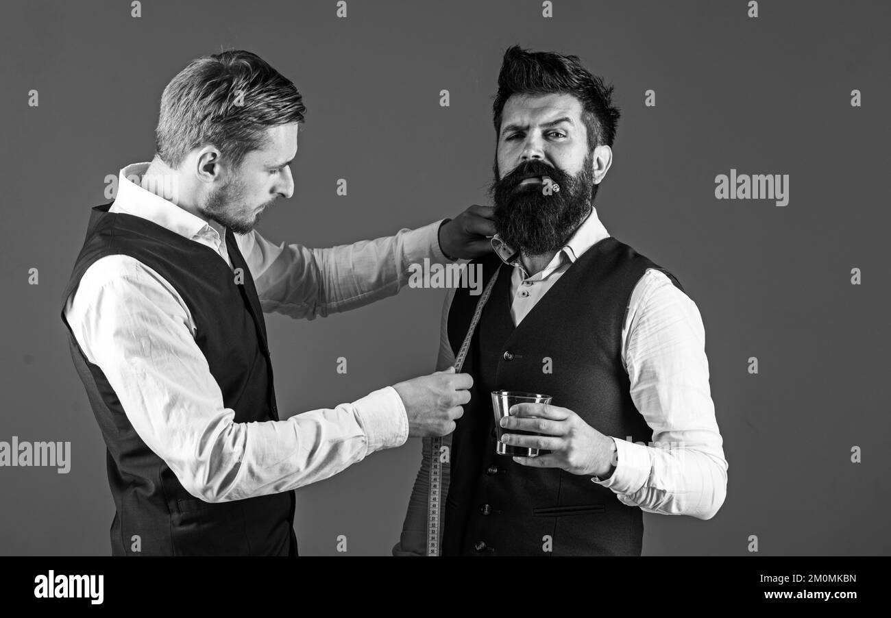 Tailor measure chest for sewing suit, grey background Stock Photo Alamy