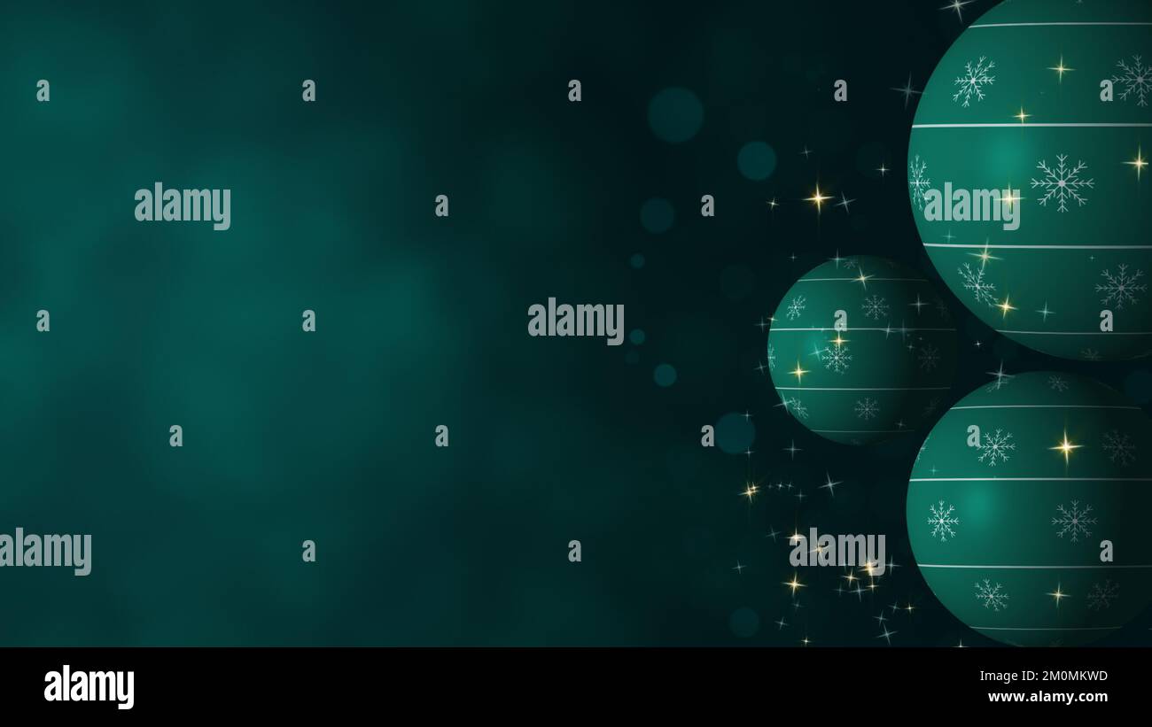 Green Christmas Ornaments. Green background with Christmas ornaments