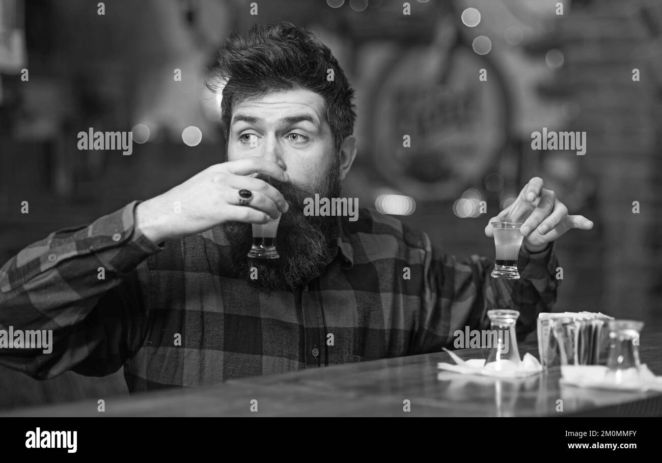 Happy man holds glass beer Black and White Stock Photos &amp; Images - Alamy