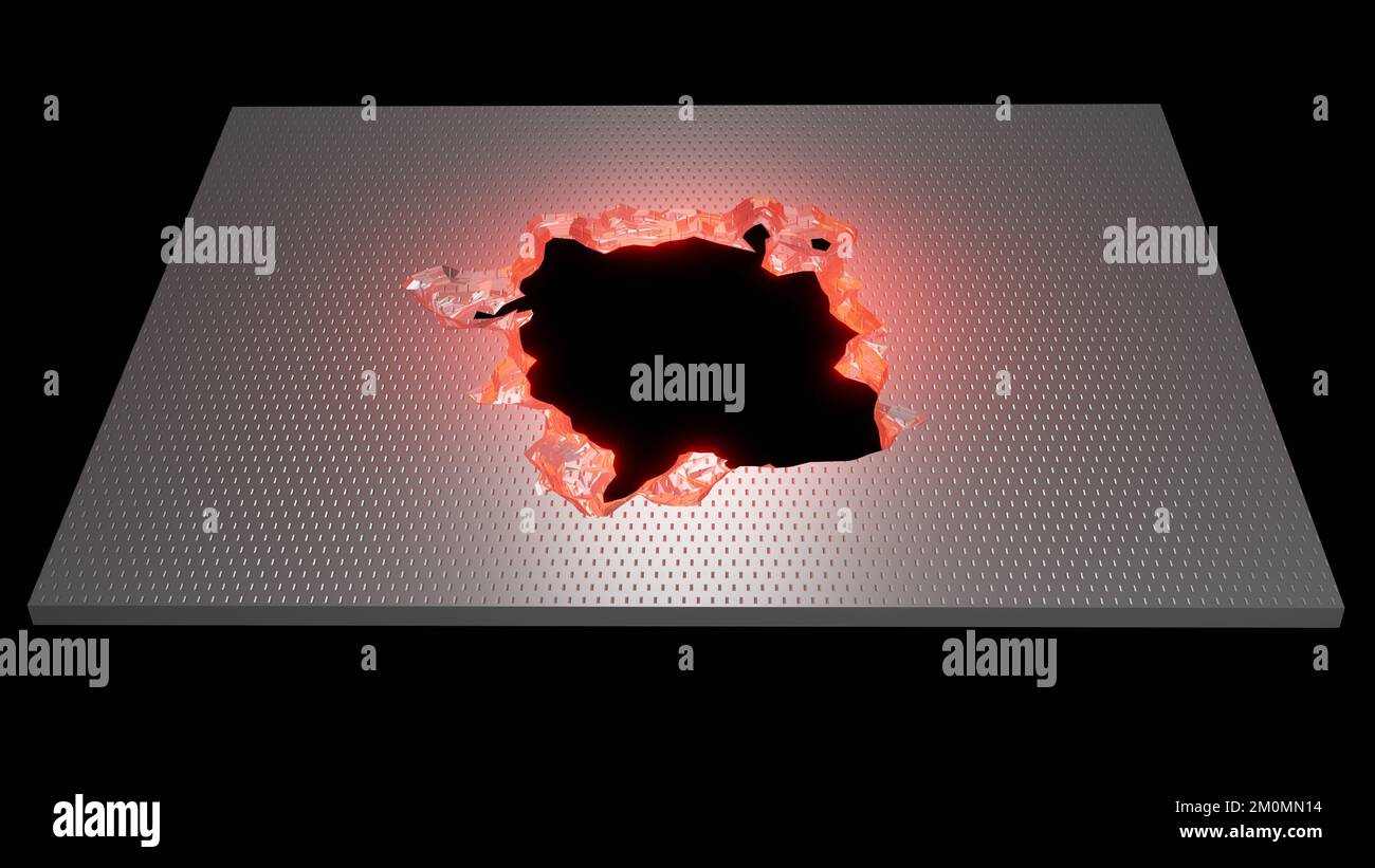 Selfhealing material repairs itself. Nanotechnology regenerating hole