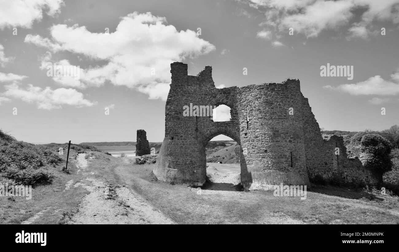 Pennard Castle Ruin Stock Photo