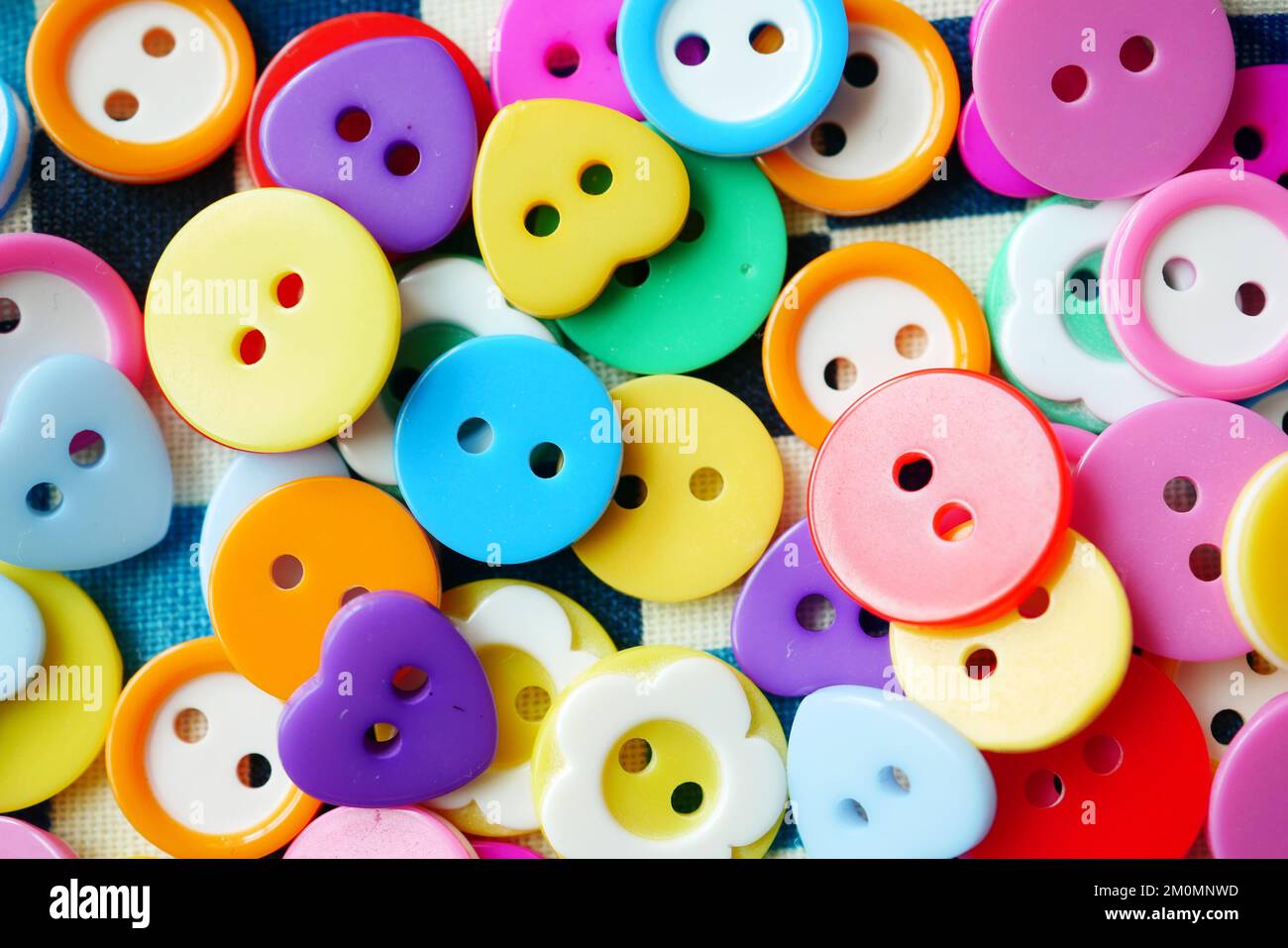 color Plastic buttons on white background  Stock Photo