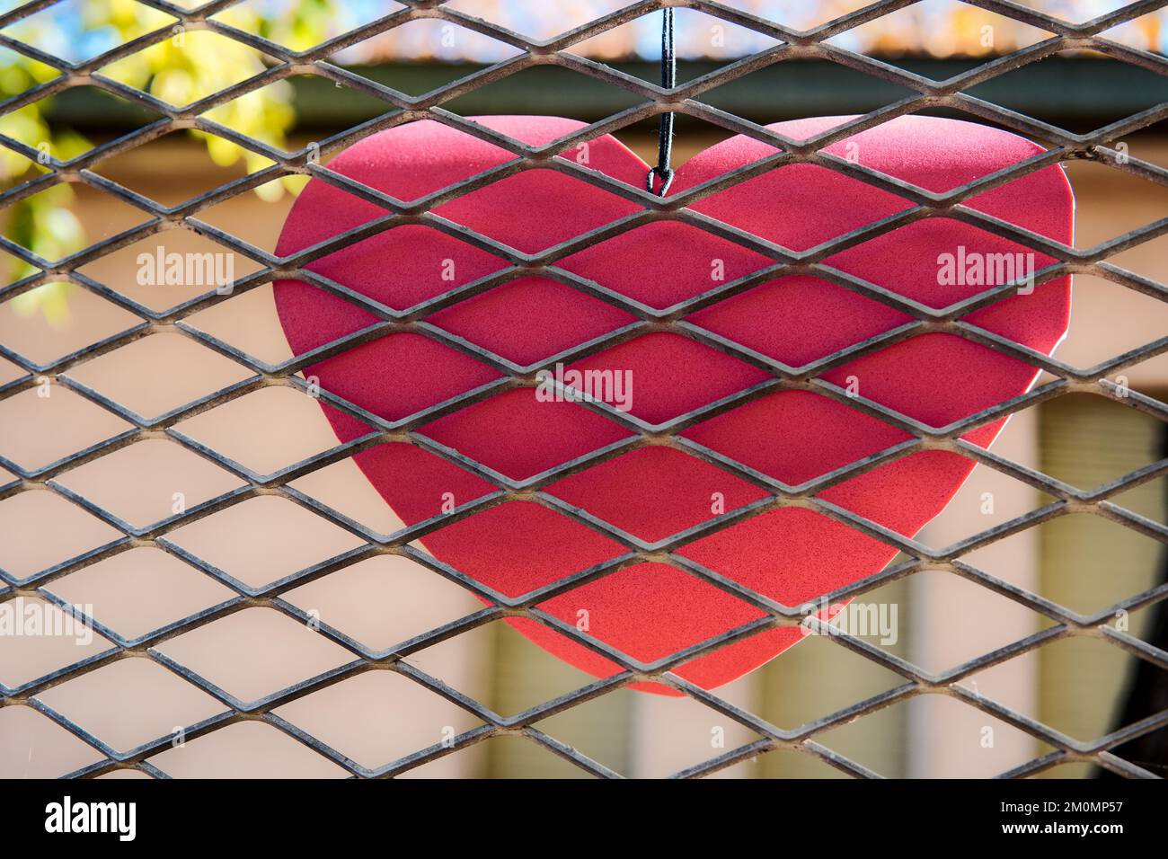 heart locked behind a fence. freedom of love Stock Photo