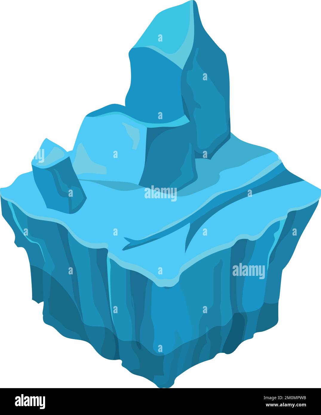 Ice crystal game location. Isometric flying island Stock Vector Image