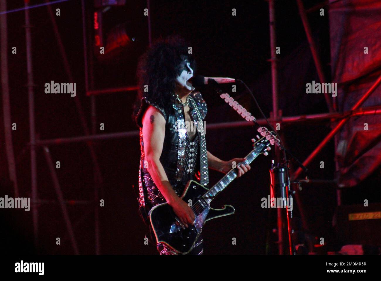 Paul Stanley integrant of the Kiss American rock band performs on stage  during the third day of the Hell and Heaven Metal Fest at Foro Pegaso. On  December 04, 2022 in Toluca,