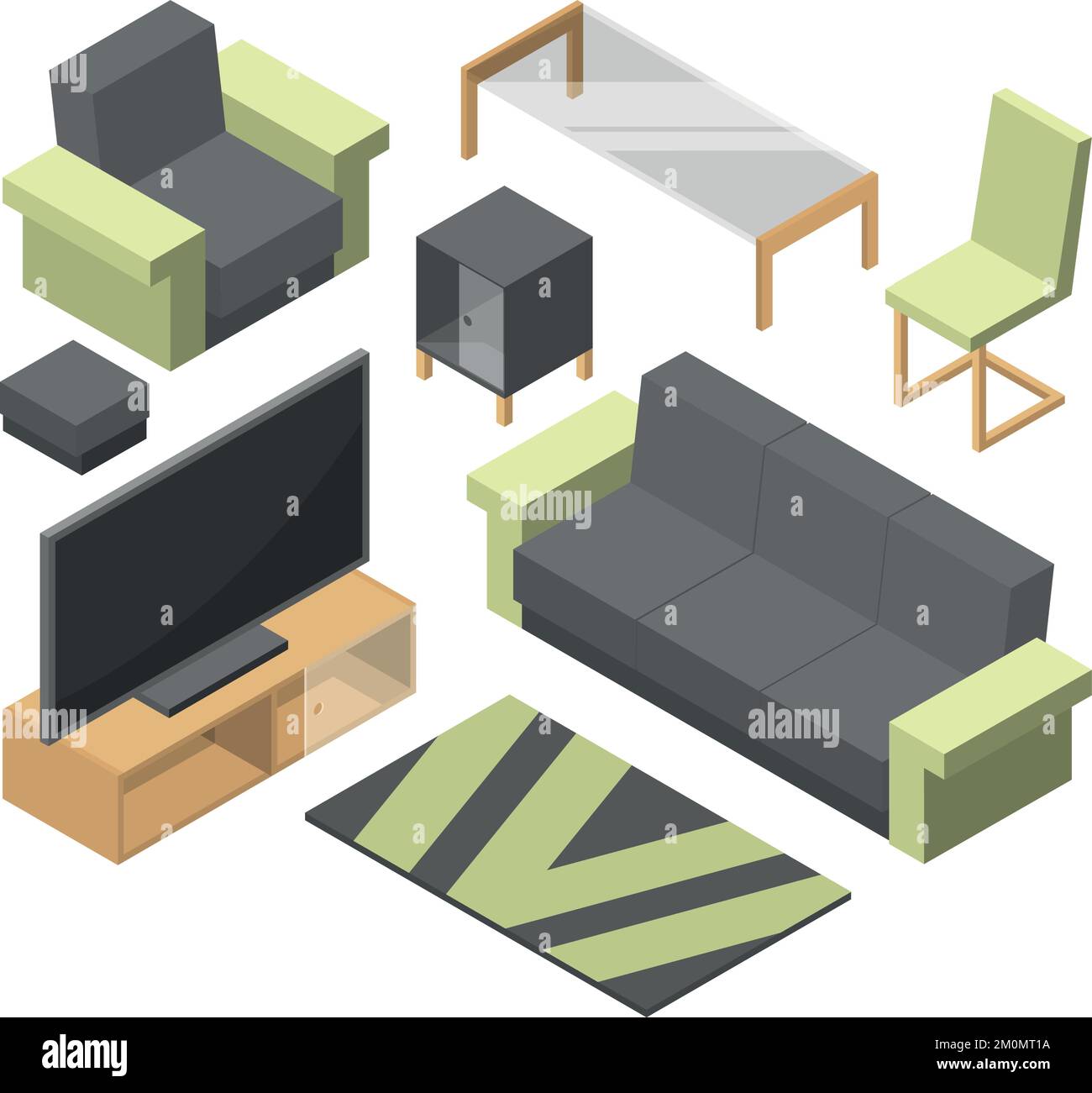 Living room isometric elements. Home furniture set Stock Vector Image ...