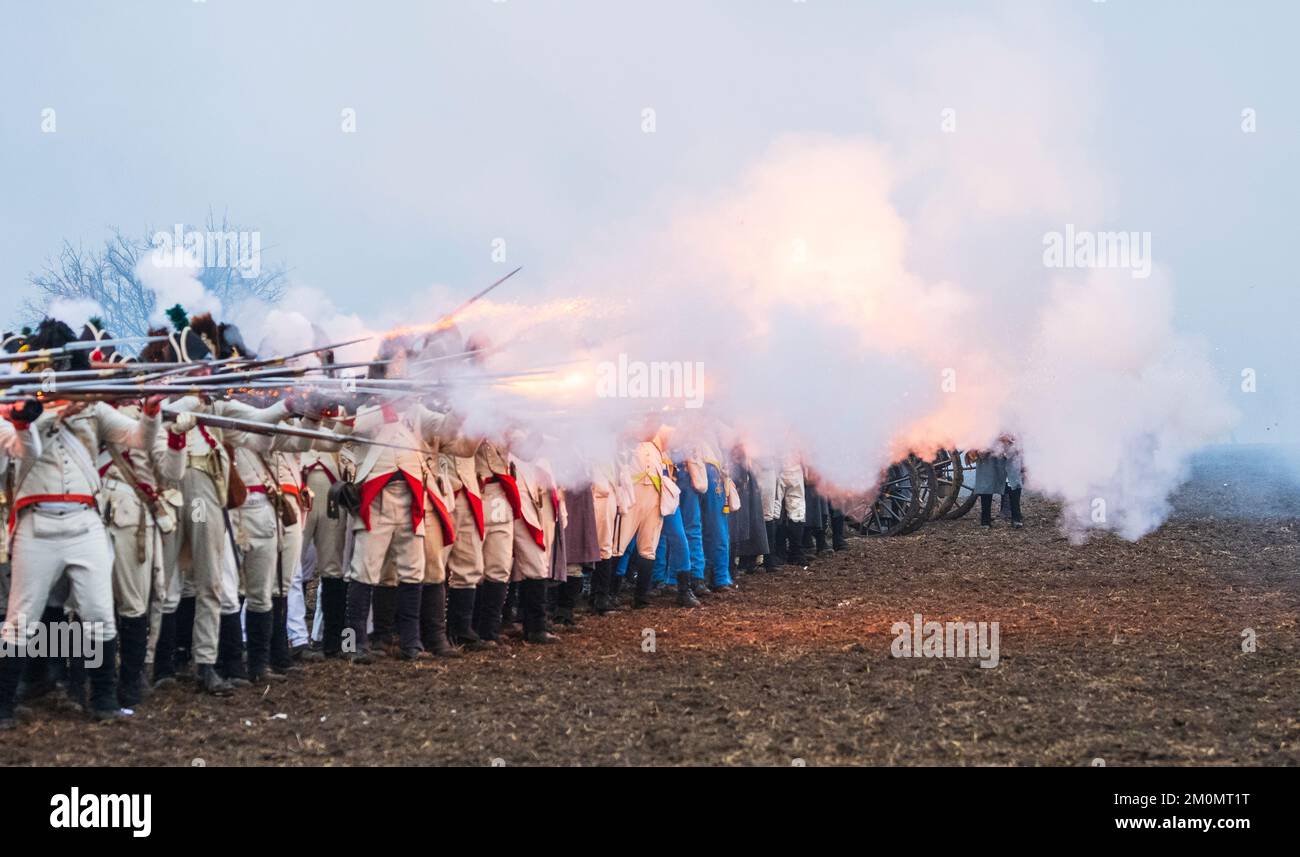 Battle of Austerlitz reconstruction 2022 in Tvarozna , Czech Republic Stock Photo