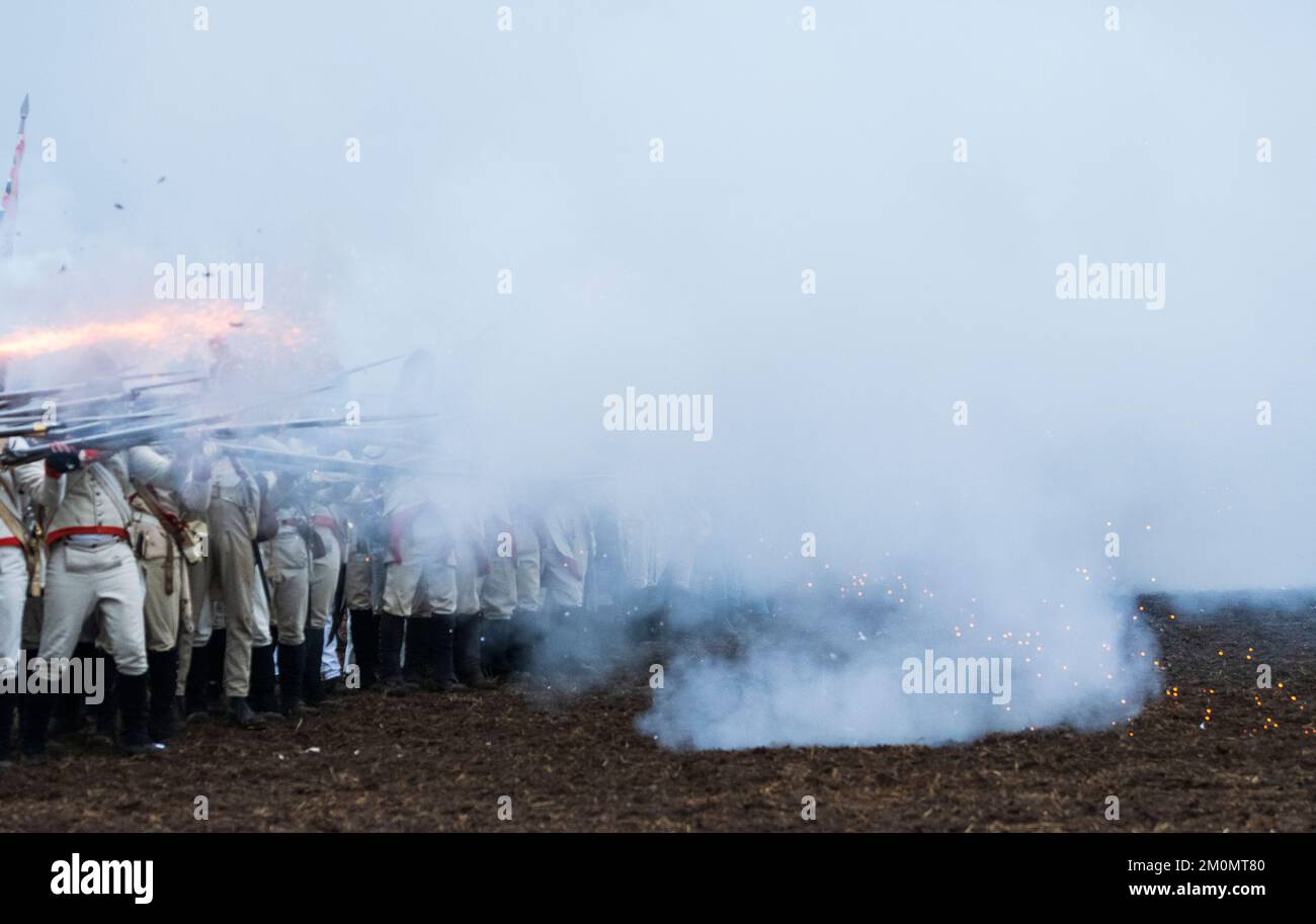 Battle of Austerlitz reconstruction 2022 in Tvarozna , Czech Republic Stock Photo