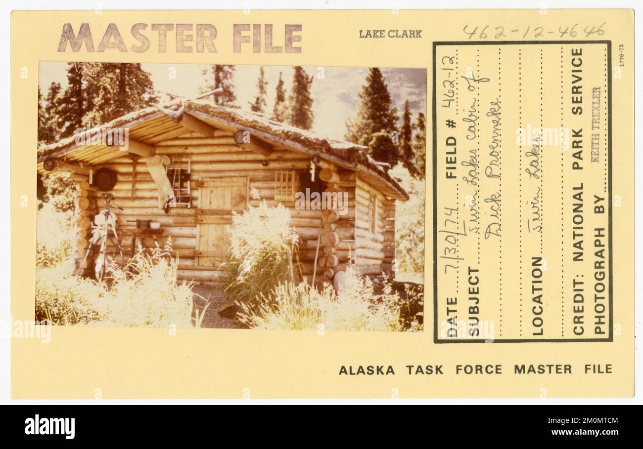 Twin Lakes cabin of Dick Proenneke. Alaska Task Force Photographs Stock