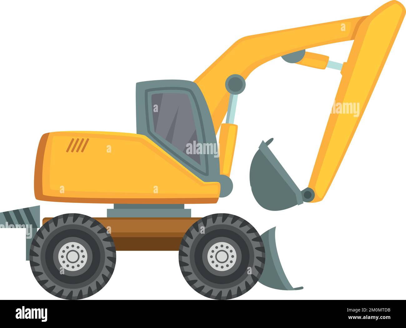 Backhoe grader. Construction loader machine. Cartoon vehicle Stock