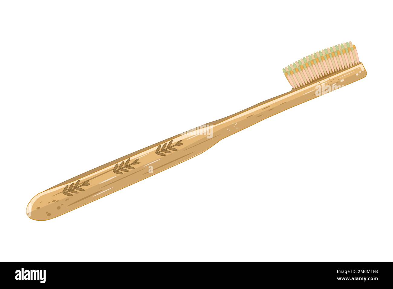Bamboo toothbrush. Wooden tooth brush icon. Eco natural toothbrush. Eco friendly of biodegradable material product. Zero waste and no plastic. Vector Stock Vector