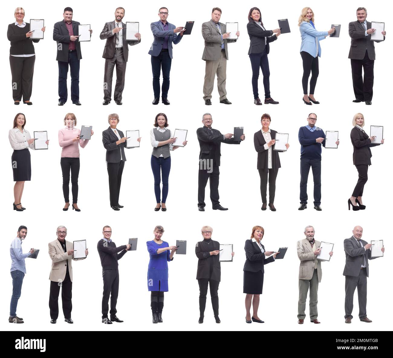 group of successful people with notepad in hands isolated Stock Photo ...