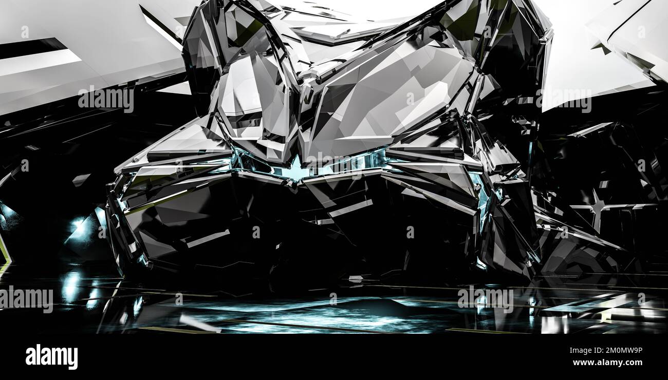sci-fi alien futuristic space ship space station 3d render illustration ...