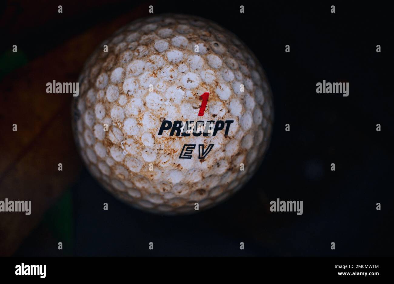 A closeup shot of a precept golf ball underwater Stock Photo