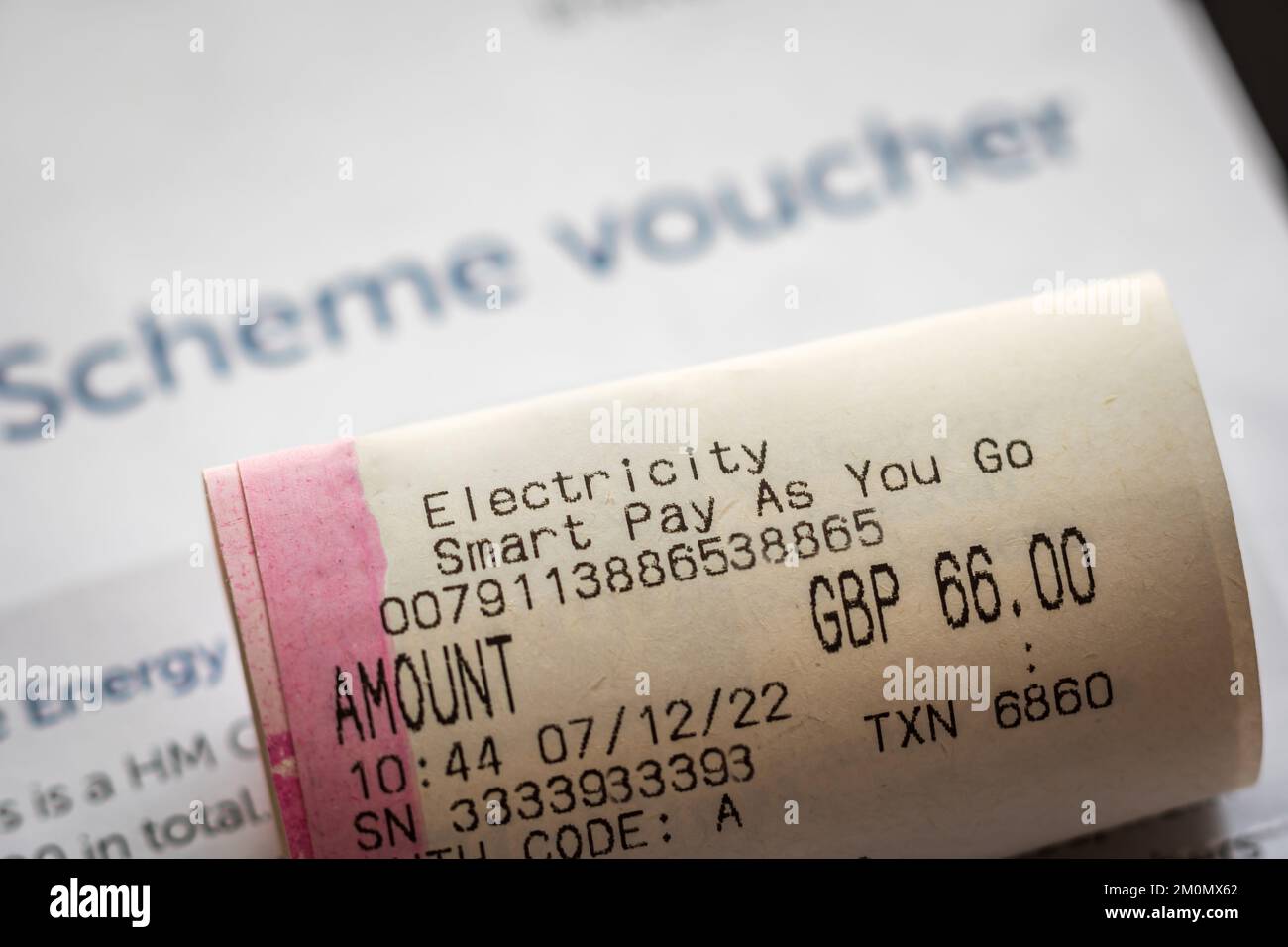 Electricity energy support scheme voucher receipt in England UK Stock