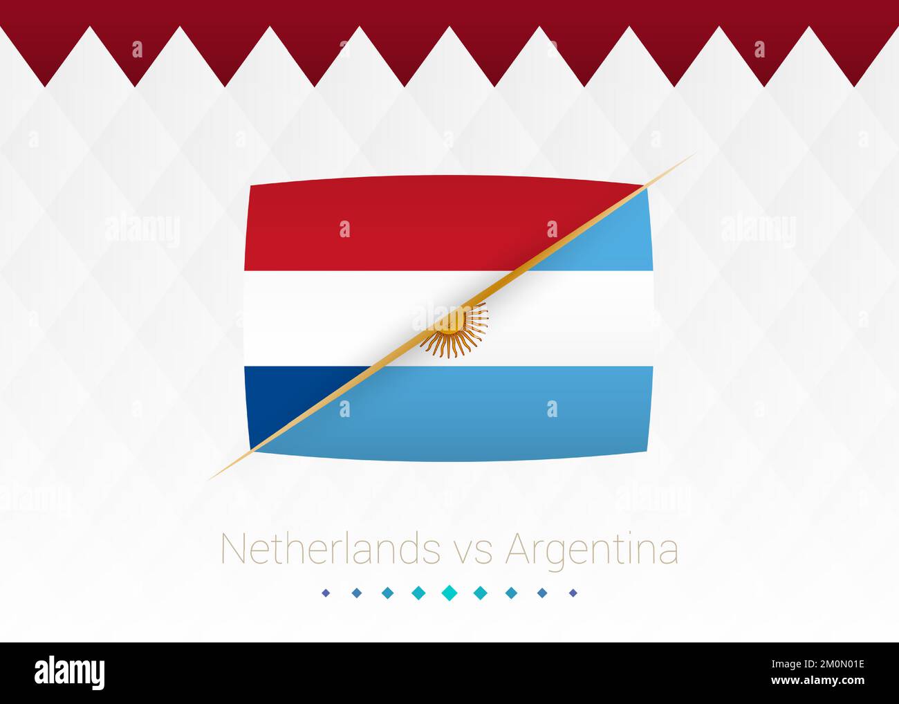 National football team Netherlands vs Argentina, Quarter finals. Soccer 2022 match versus icon. Vector illustration. Stock Vector