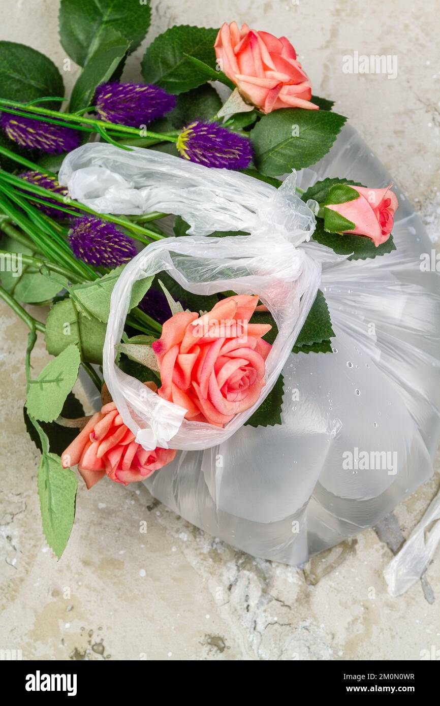 Flowers in a online water bag