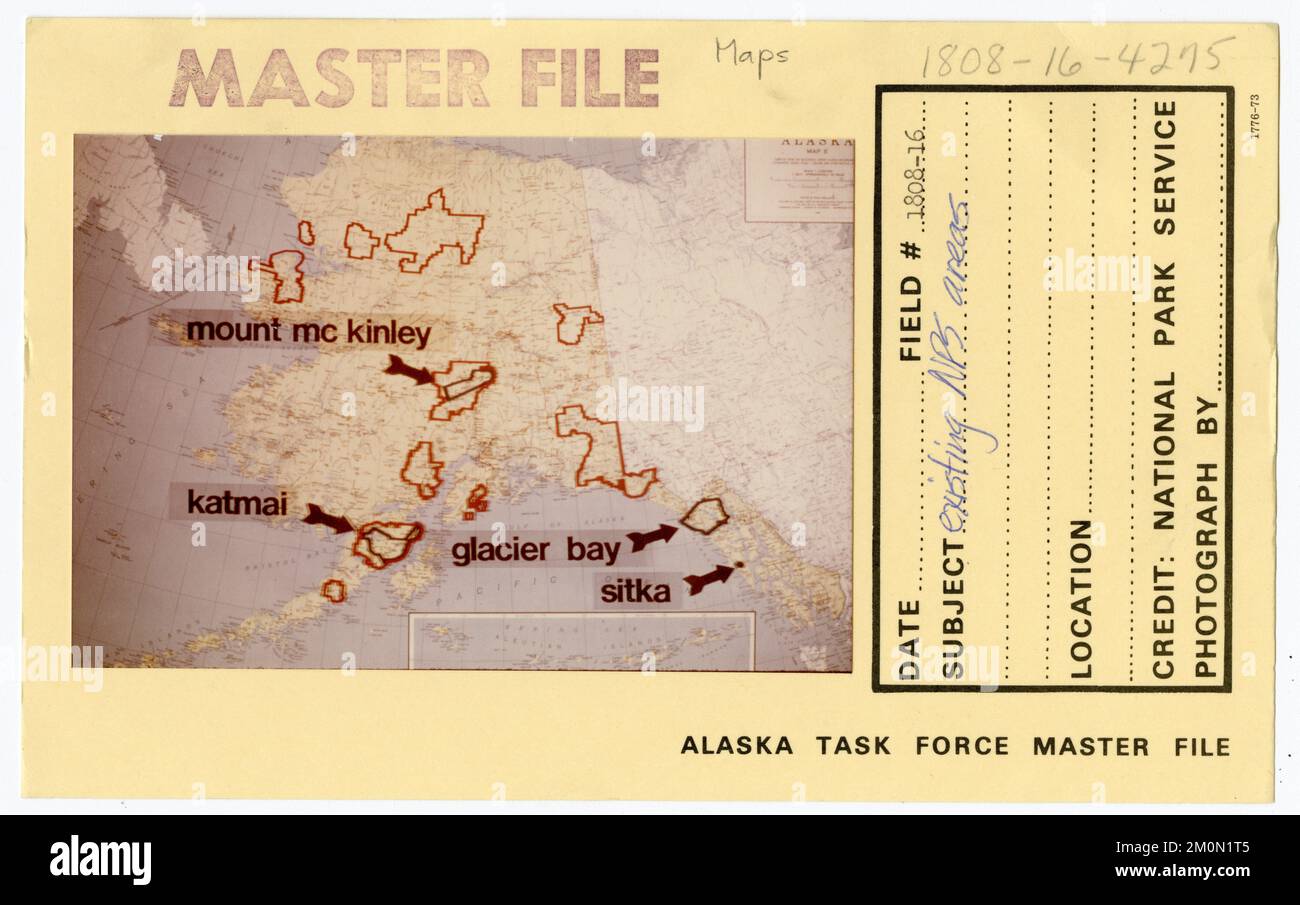 Existing NPS areas. Alaska Task Force Photographs Stock Photo