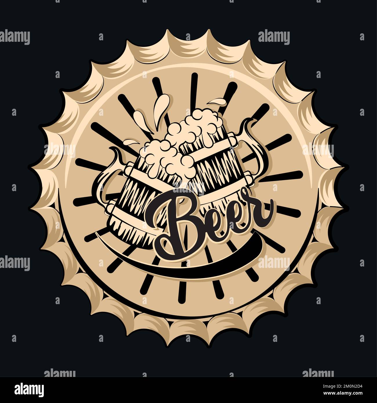 Vintage beer wooden mugs with foam poster Vector Stock Vector Image ...