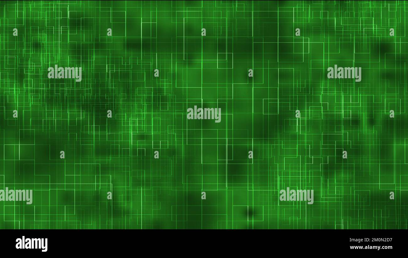 green square shapes connecting each other on abstract background with 3D rendering for web, computer and coding concepts Stock Photo
