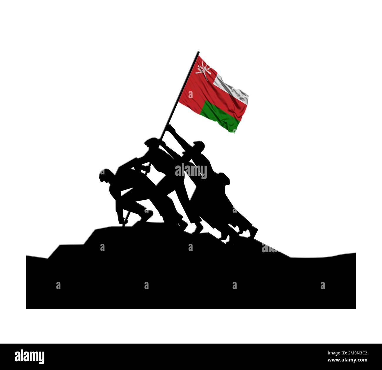 Oman National flag hoisted by courageous people on National freedom day Stock Photo