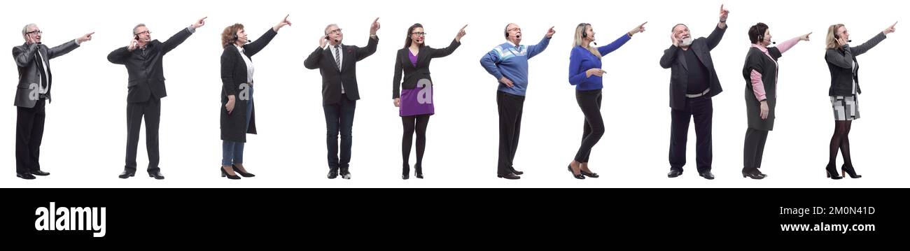 group of business people with microphone isolated Stock Photo - Alamy